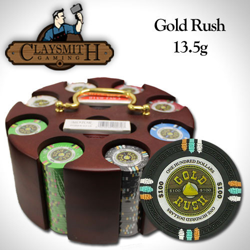Gold Rush 200pc Poker Chip Set w/Wooden Carousel