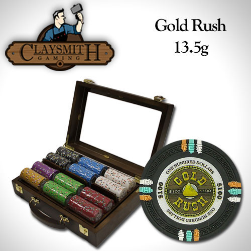 Gold Rush 300pc Poker Chip Set w/Walnut Case