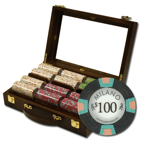 Claysmith Milano 300pc Poker Chip Set w/Walnut Case