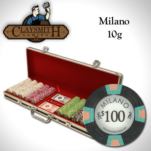 Claysmith Milano 500pc Poker Chip Set w/Black Aluminum Case