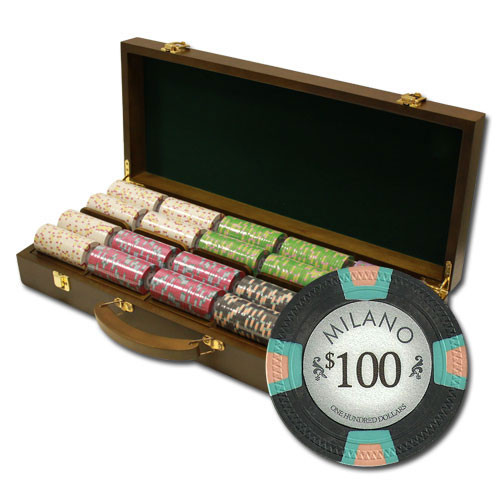 Claysmith Milano 500pc Poker Chip Set w/Walnut Case
