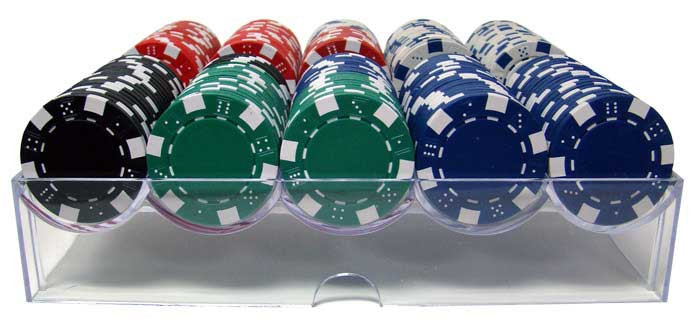 Striped Dice 200pc Poker Chip Set w/Acrylic Tray