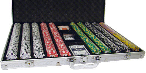 2 Stripe Twist 1000pc 8 Gram Poker Chip Set w/Aluminum Case