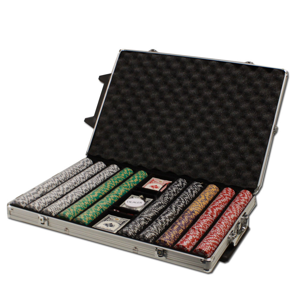 2 Stripe Twist 1000pc 8 Gram Poker Chip Set w/Rolling Aluminum Case