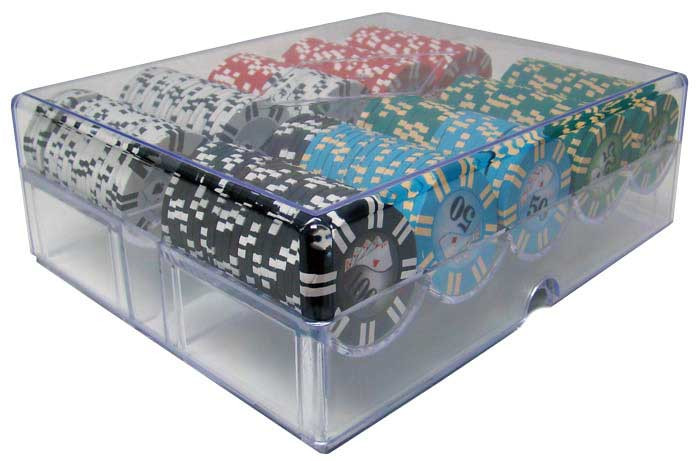 2 Stripe Twist 300pc 8 Gram Poker Chip Set w/Acrylic Tray