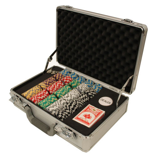 2 Stripe Twist 300pc 8 Gram Poker Chip Set w/Claysmith Aluminum Case