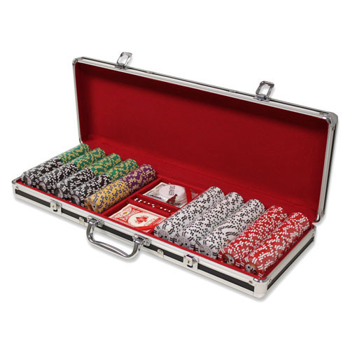 2 Stripe Twist 500pc 8 Gram Poker Chip Set wBlack Aluminum Case