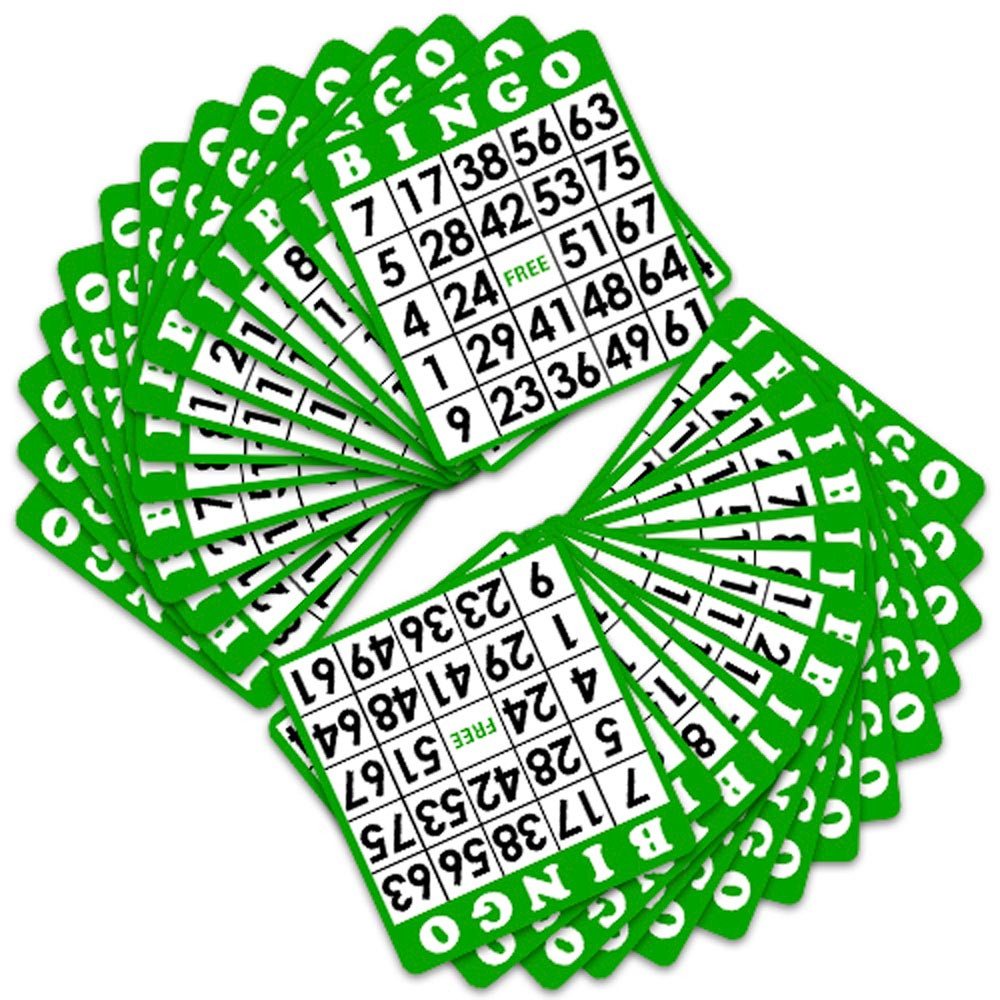 100 Pack of Green Bingo Cards