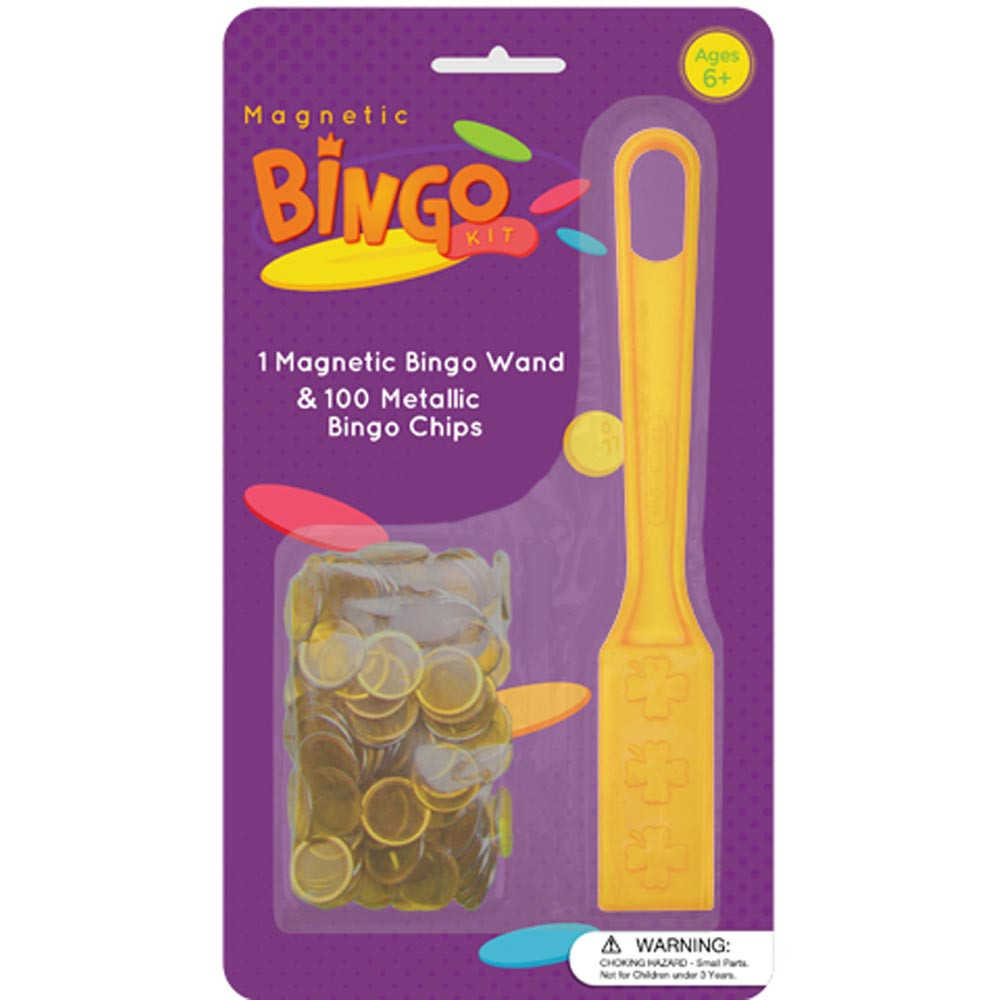 100 Yellow Magnetic Bingo Marker Chips w/Magnetic Wand
