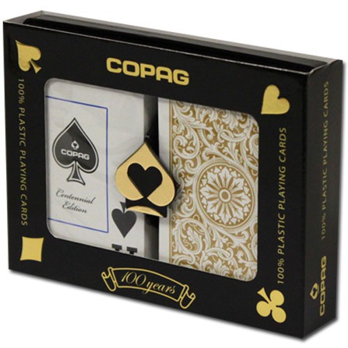 New COPAG UNIQUE 100% Plastic Playing Cards Poker Size Jumbo Index Black Gold