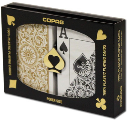 COPAG Plastic Playing Cards, Black/Gold, Poker Size, Jumbo Index