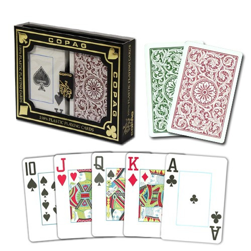 COPAG Plastic Playing Cards, Green/Burgundy, Bridge Size, Jumbo Index