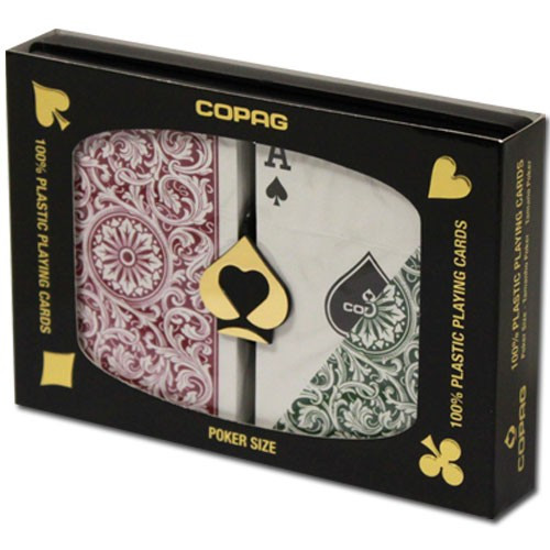 COPAG Plastic Playing Cards, Green/Burgundy, Poker Size, Regular Index