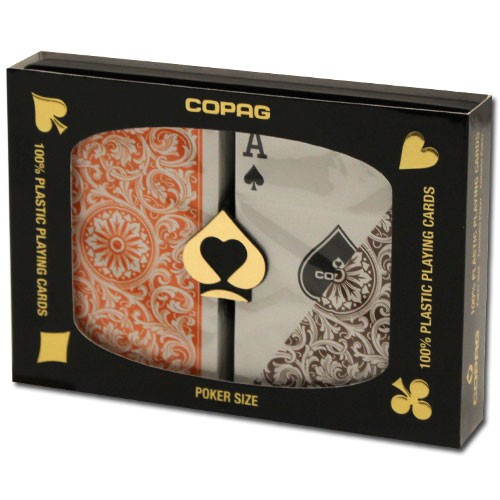 COPAG Plastic Playing Cards, Orange/Brown, Poker Size, Regular Index