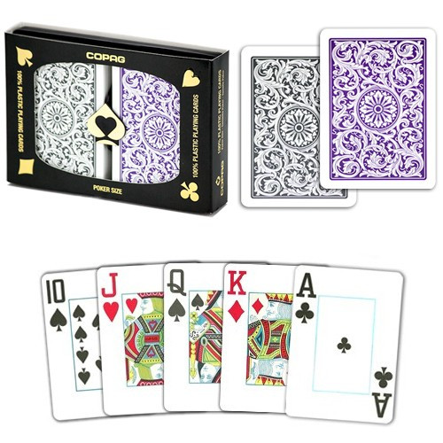 COPAG Plastic Playing Cards, Purple/Gray, Poker Size, Jumbo Index