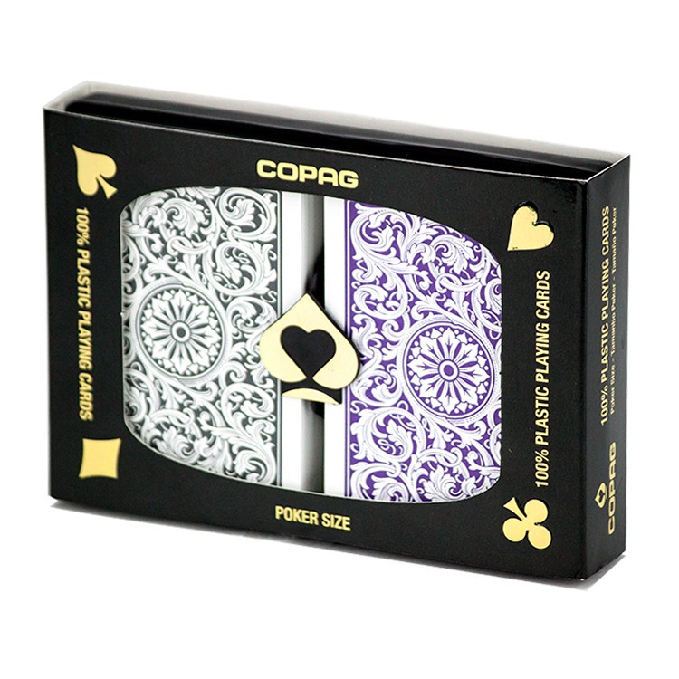 COPAG Plastic Playing Cards, Purple/Gray, Poker Size, Jumbo Index
