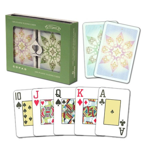 COPAG Indian Plastic Playing Cards, Green/Brown, Bridge SIze, Jumb Index