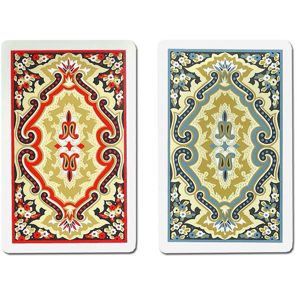 KEM Paisley Plastic Playing Cards, Blue/Red, Bridge Size, Jumbo Index