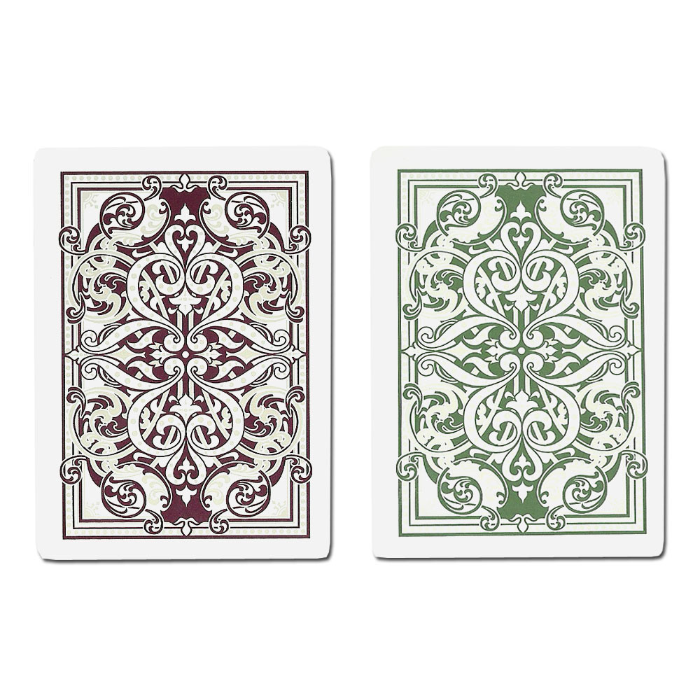 KEM Jacquard Plastic Playing Cards, Green/Burgundy, Poker Size, Jumbo Index