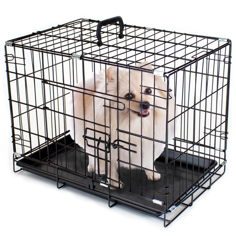 18" EXTRA SMALL Folding Metal Pet Crate with Removable Liner