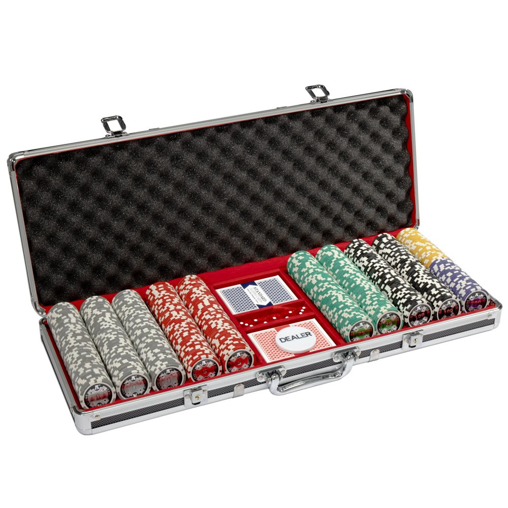 Ace Casino 500pc Poker Chip Set with Black Aluminum Case