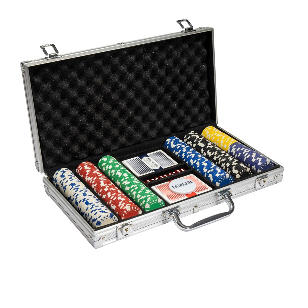 300ct Aluminum Case Diamond Suited Poker Chip Set