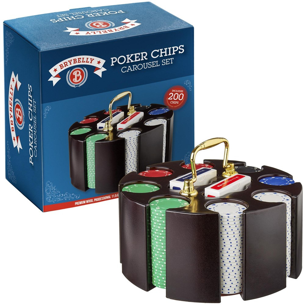 geld studie subtiel Suited poker chip set in wooden carousel retail packaging | CSSP-200C-R