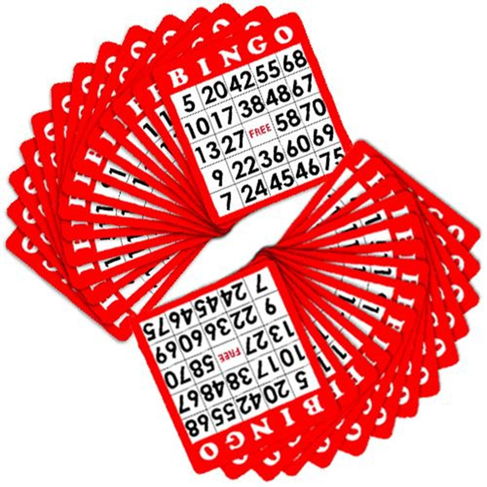 100 Pack of Red Bingo Cards