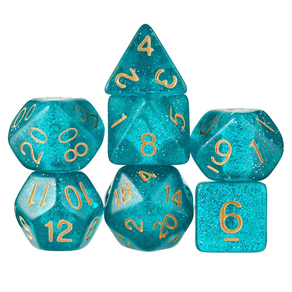 Set of 7 Polyhedral Dice, Celestial Sea