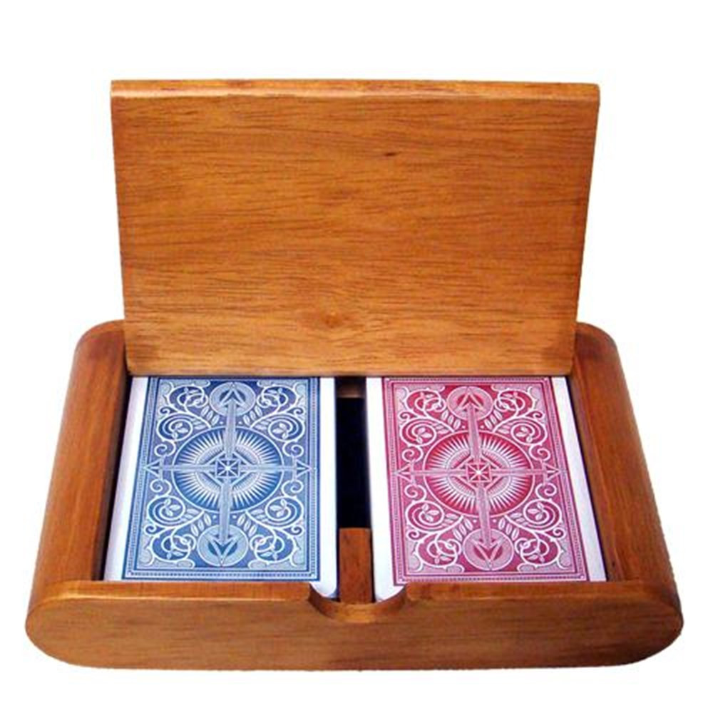 Kem Arrow Red/Blue Wide Regular 100% Plastic Playing Cards in Wooden Box