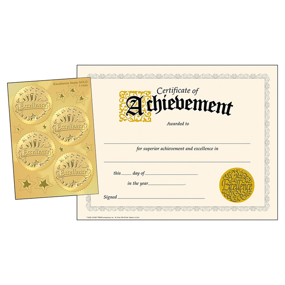 Achievement (Excellence Seals) Certif & Award Seals ComboPack - T-11901 | Trend Enterprises Inc.
