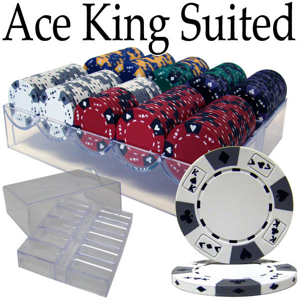 Ace King Suited 200pc Poker Chip Set w/Acrylic Tray