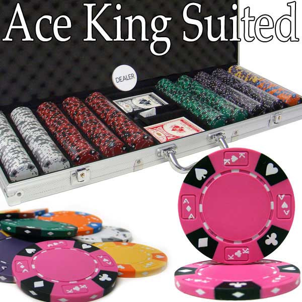 Ace King Suited 500pc Poker Chip Set w/Aluminum Case
