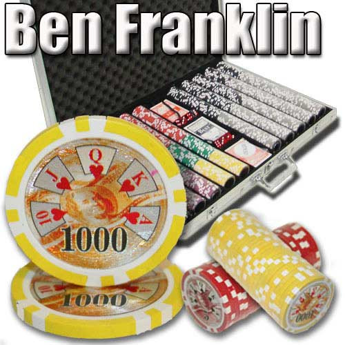 Ben Franklin 14 Gram 1000pc Poker Chip Set wAluminum Case