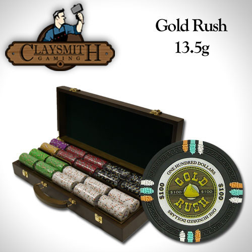 Gold Rush 500pc Poker Chip Set w/Walnut Case