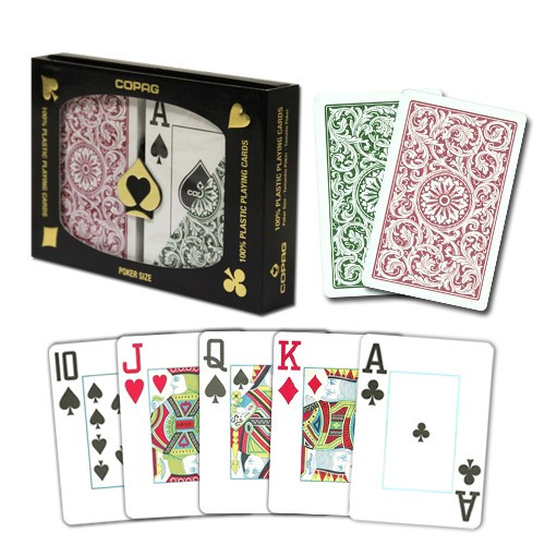 2 units COPAG Plastic Playing Card Poker Jumbo Green/Burgundy 4 decks 
