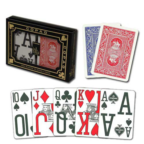 Copag Plastic Playing Cards Magnum Index Red/Blue Wide Size & 2 Cut Cards 