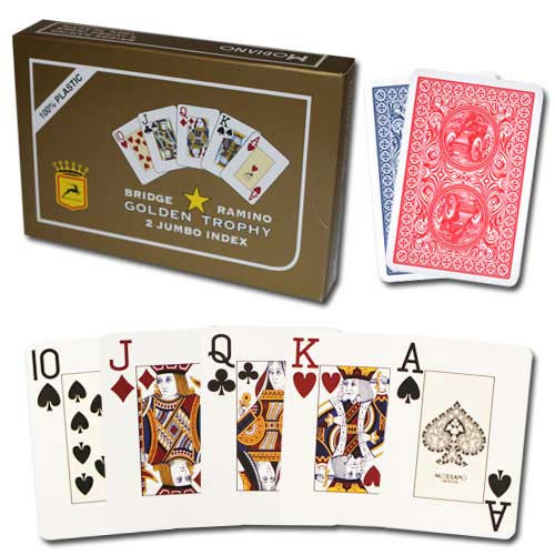GOLDEN TROPHY RED New Made in Italy Modiano Plastic Playing Card Deck 