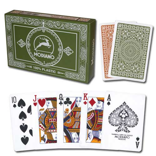 Modiano Club Plastic Playing Cards, Green/Brown, Poker Size, Regular Index