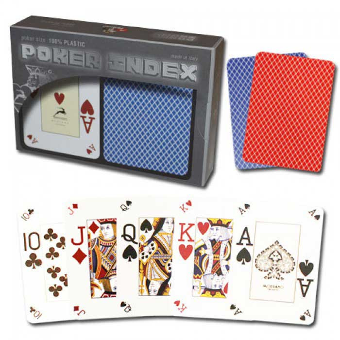 Modiano Plastic Playing Cards, Red/Blue, Poker Size, Peek Index