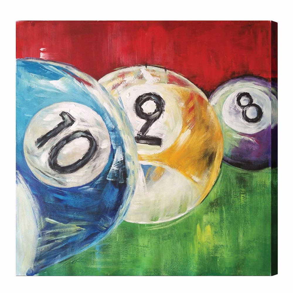 Billiard Balls 2-8-10 in a Row Oil Painting on Canvas