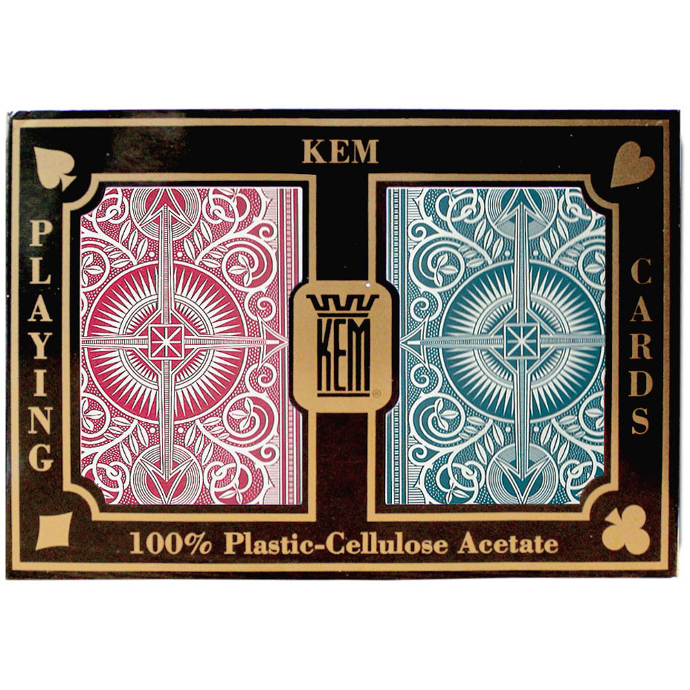 KEM Arrow Plastic Playing Cards, Red/Blue, Poker Size, Jumbo Index