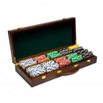 500 Ct Diamond Suited 12.5 Gram Poker Chip Set w/ Walnut Wooden Case