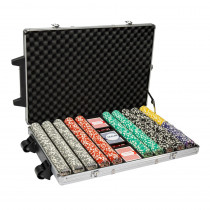 1000 Ct Hi Roller 14 Gram Poker Chip Set w/ Rolling Aluminum Case