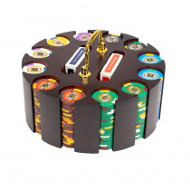 300 Ct King's Casino 14 Gram Poker Chip Set w/ Wooden Carousel