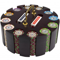 300Ct 13.5g 'The Mint' Poker Chip Set in Wooden Carousel by Claysmith Gaming