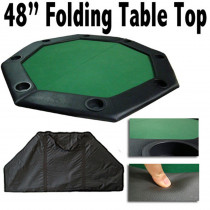 48" Green Felt Octagon Folding Table Top w/ Padded Rail