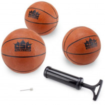 3 mini basketballs and basketball pump