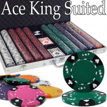 Ace King Suited 1000pc Poker Chip Set w/Aluminum Case