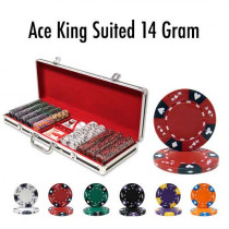 Ace King Suited 500pc Poker Chip Set w/Black Aluminum Case